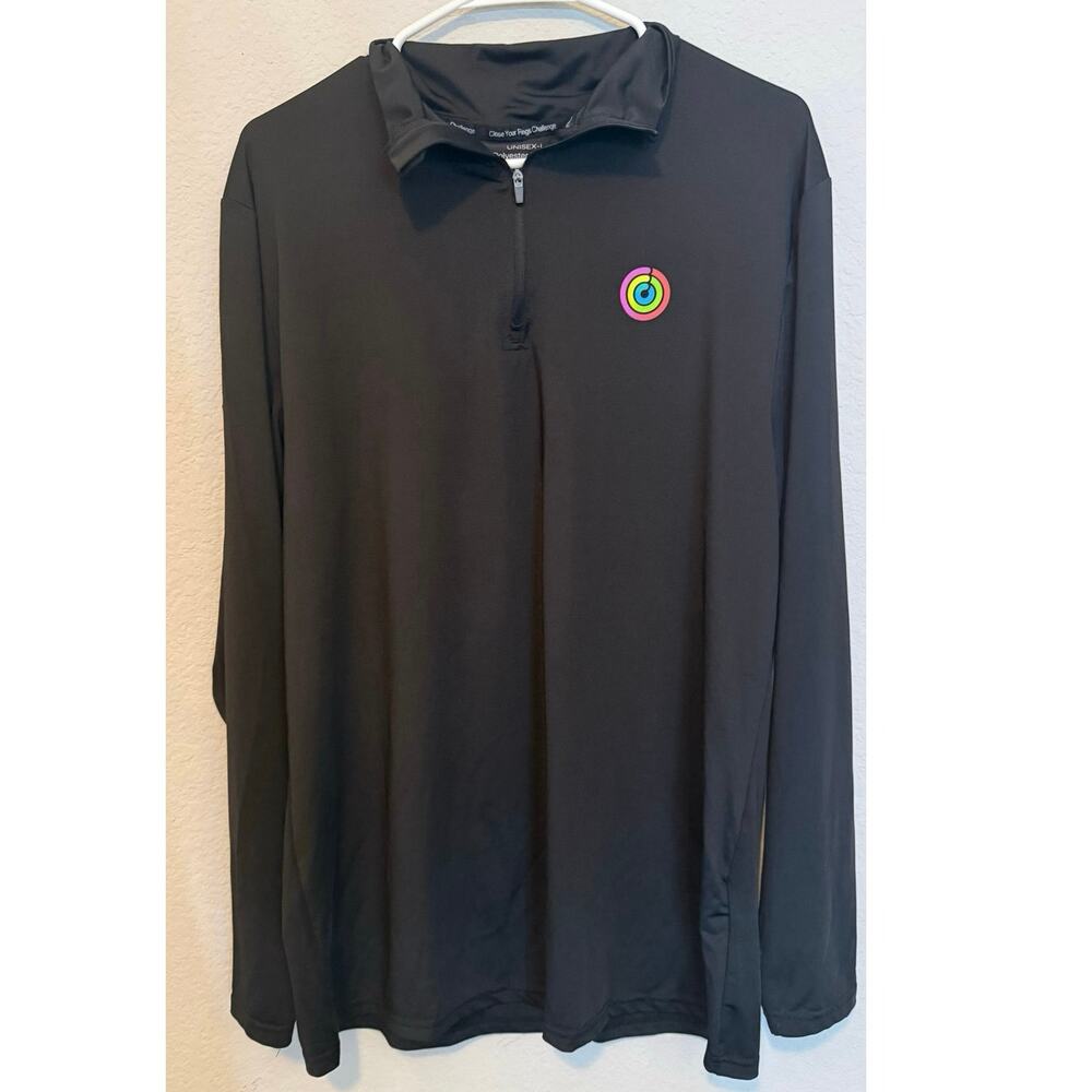 Apple Close Your Rings Challenge 1/4 Zip Pullover Black Unisex Large Pre-Owned